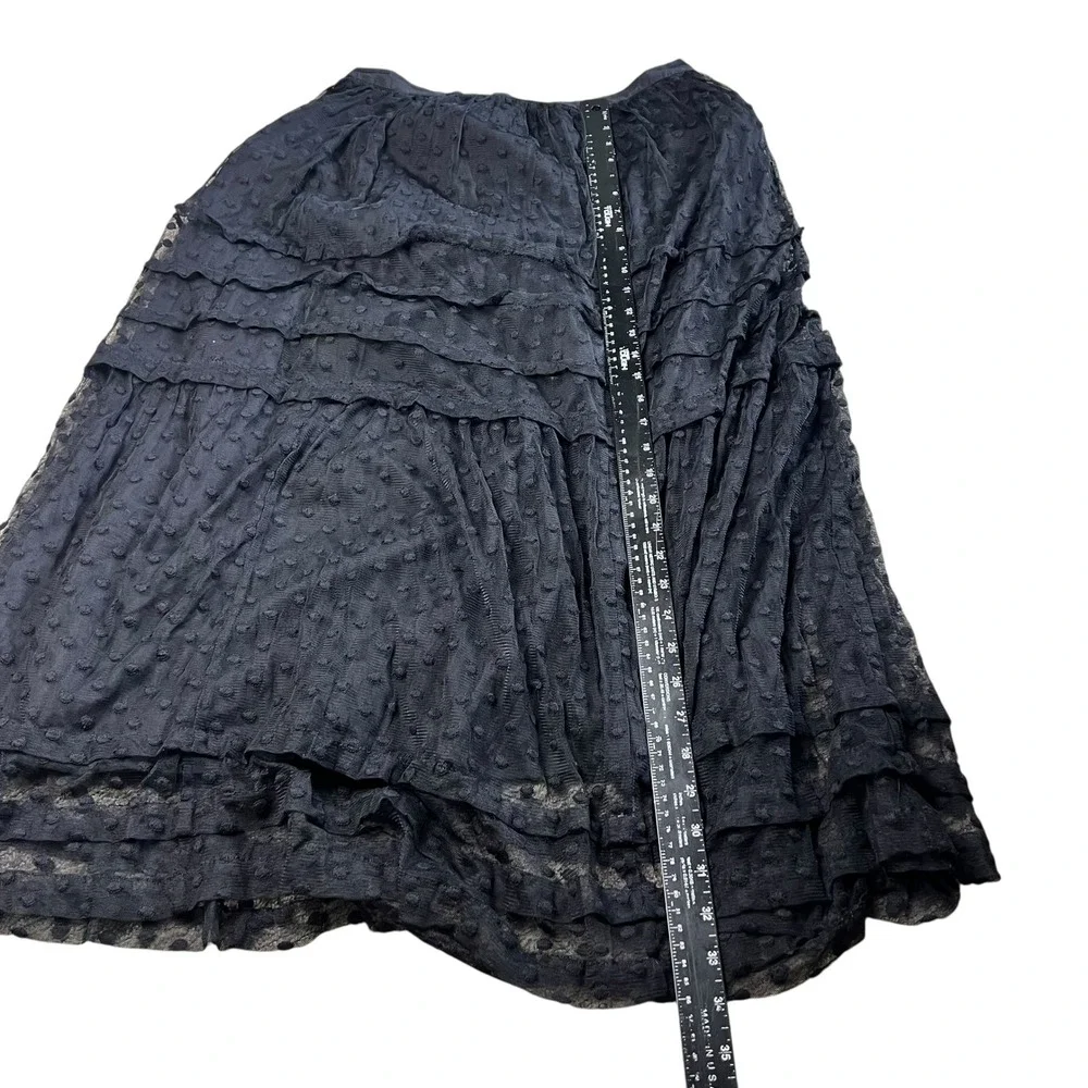 The Great Black Swiss Dot Tulle Maxi Skirt Tiered Mesh Size 3 Large - Picture 10 of 12